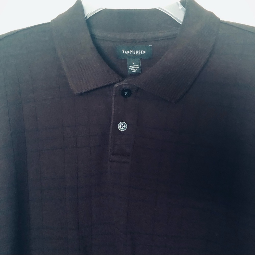 Van Heusen LS Polo Style Shirt in Mulberry